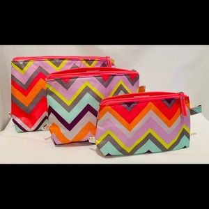 Set of 3 Chevron Makeup Cosmetic Travel Bags Organize